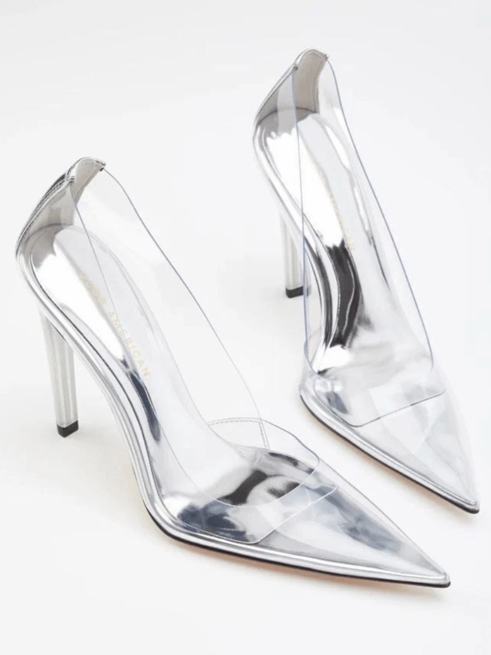 Good American Women's CINDER-F*CKING-RELLA Clear Stiletto Pumps Size 8.5 NIB